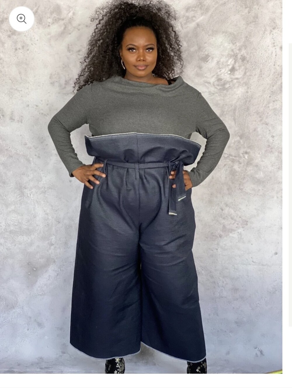 Something By Sonjia James Paperbag Pants 3X Dark Denim Wide Leg